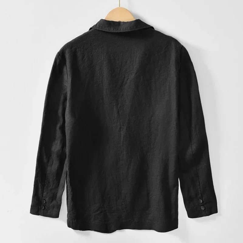 Men's Spring Summer Casual Linen Cotton Suit Blazer – Solid Color Oversized Fit Stylish Jackets For Men3