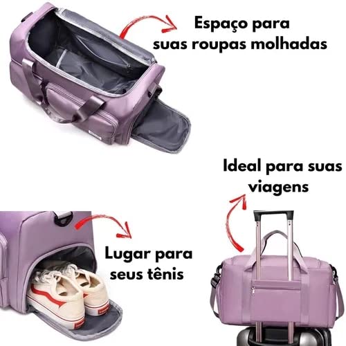 Bolsa Mala Feminina Academia Esportiva Viagem Porta Tênis ECOCOZY (Rosa)