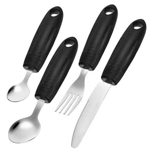 Mipcase 加重ハンドル付き適応型食器 スプーン フォーク み立て式 大人用 高齢者 手の震え 補助 食事器具