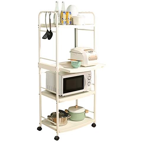 Serving Trolley Cart Pull Type Storage Movable Multifunction Metal Kitchen Shelf 3 Tier, 4 Tier Bearing Strong, 2 Sizes (Size : 62x39x150cm(24.4x15.3x59in)) Cover