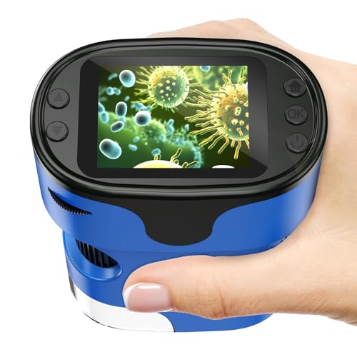 Image of Kids Handheld Digital Microscope Rechargeable: 4K 2.0 inch Screen, 1000X Portable Pocket Scope with Slides Kit & 32G Card - Science STEM Experiment Toy, Educational Gifts for Ages 4-12 (Blue)