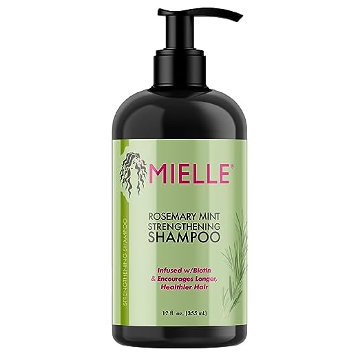 Mielle Organics Rosemary Mint Strengthening Shampoo Infused with Biotin, Cleanses and Helps Strengthen Weak and Brittle Hair, 12 Ounces
