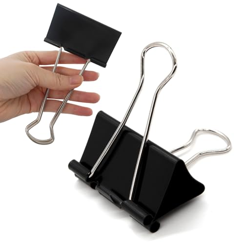 3 Inch Jumbo Binder Clips(12 Pack), Extra Large Binder Clips Heavy Duty Paper Clamps for Office and Home Supplies, Black image 2