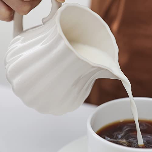 Selamica Ceramic Sugar And Creamer Set, 7.5 Oz Sugar Bowl With Lid Spoon, Tea Or Coffee Serving Set With Cream Pitcher, Dishwasher Safe, Gift, Set Of 3, Matte Black #TOP4