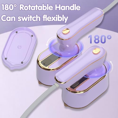 Image of Travel Steamer Iron for Clothes Mini - Portable Ironing Machine Travel Small Size Portable Steamer Travel College Dorm Home Essentials (Purple)