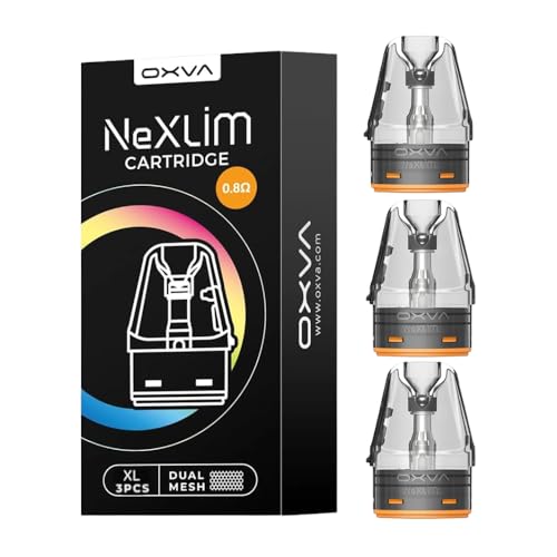OXVA NEXLIM Replacement Pods - 3 Pack Large Top-Fill Pods Available in 0.6 0.8 1.2Ohm Compatible with OXVA NEXLIM KIT and NEXLIM GO KIT Haman Leak-Proof Design No Nicotine (0.8 Ohm)