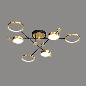 Modern LED Ceiling Light Fixture, Dimmable Chandelier Ceiling Lights with Remote Control, 3000K-6000K Flush Mount Close to Ceiling Lamp for Bedroom Living Room Kitchen Hallway Dining Room