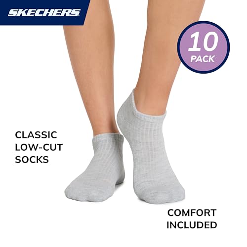 Image of Skechers Women's 10-pack Half Terry Classic Low Cut Socks, Comfort-fit & Cushioned Footbed