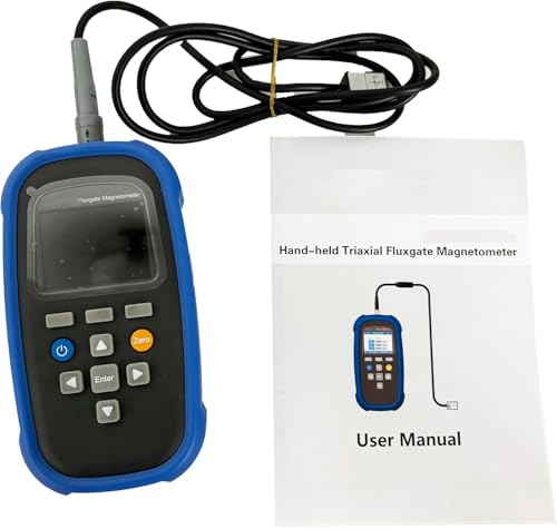 VTSYIQI Digital Triaxial Fluxgate Magnetometer Tesla Meter With 0~2000 μT Range 500μT Probe ±2% Accuracy for Industrial Equipment Magnetic Testing Geophysical Surveys Electronic Component Emissions
