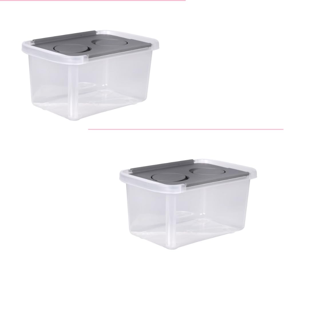 Generic SOL MAR Clear Plastic Storage Boxes with Split-Hinged Lids - Gray Versatile Organization Closets Lockers School Office Craft Rooms 2 Pack Bonus Item Jevetes