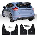RokBlokz Mud Flaps for 2016+ Ford Focus RS. Set of 4. Includes All Hardware and Instructions. (Black with Black Logo)