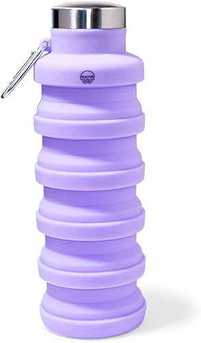 Mayim 550 ml. Collapsible Water Bottle with Carabiner, Silicone Leak Proof Reusable Portable Expandable Foldable Retractable Water Bottle, Food Grade