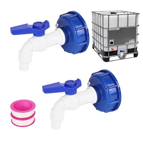 2 grifos IBC, conector de 3/4' y 1/2', accesorios para tanque IBC, grifo de jardín, para contenedor de 1000 l, adaptador para depósito de agua