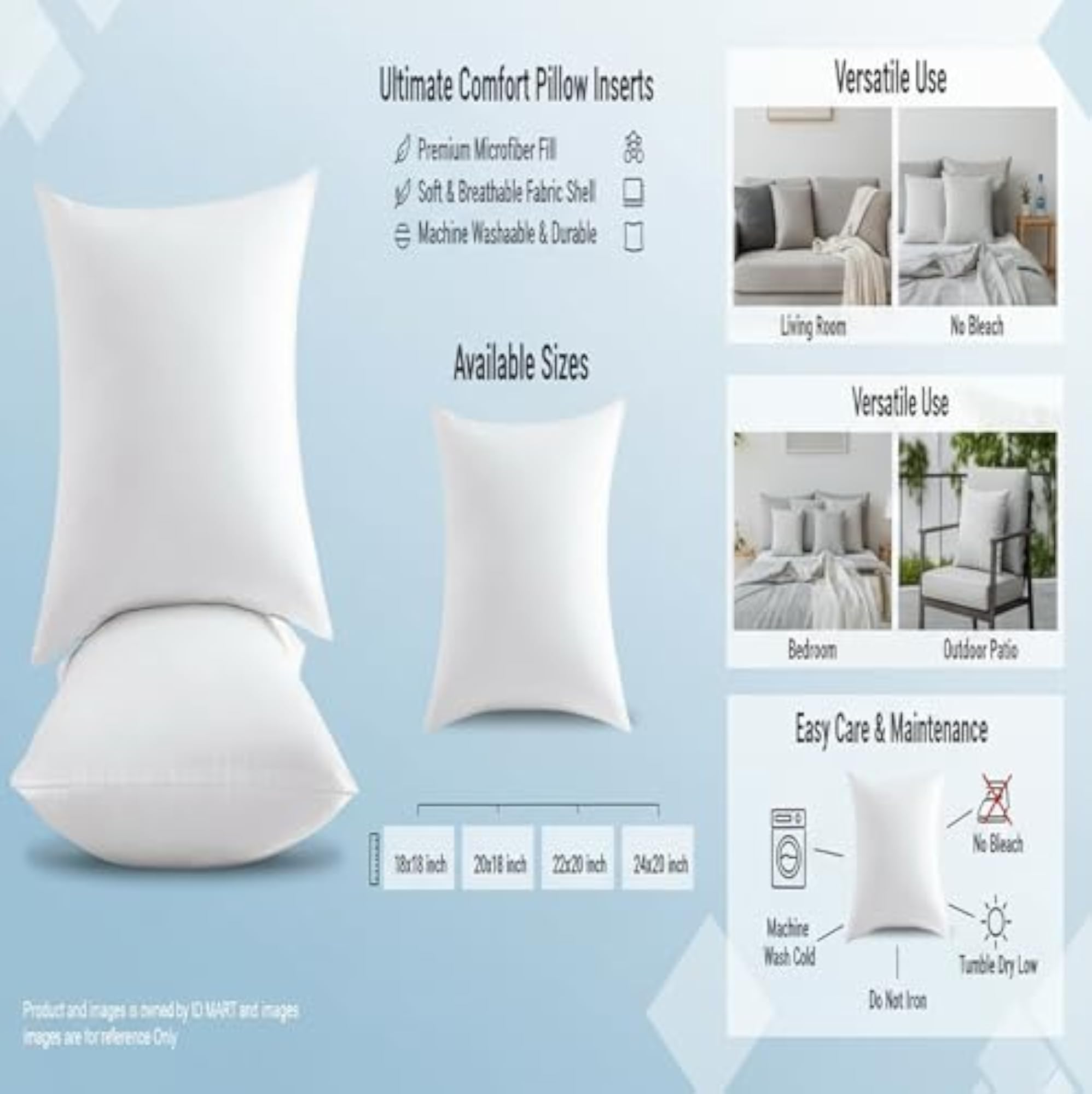 Plush Cushion Inserts 24 × 24 Inches, Set of 2