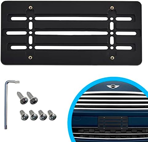 Front Bumper License Plate Bracket for Mini Cooper 2000-2025, Plate Holder Set w 6 Unique Screw Bolts & Wrench Kit, License Tag Mounting Kit, Quality Plate Holders, Premium Car Accessories