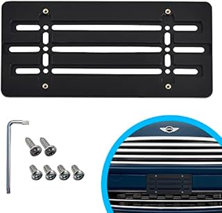 Front Bumper License Plate Bracket for Mini Cooper 2000-2024, Plate Holder Set w 6 Unique Screw Bolts & Wrench Kit, License Tag Mounting Kit, Quality Plate Holders, Premium Car Accessories