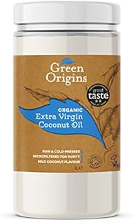 Green Origins Organic Extra Virgin Coconut Oil 1L in Recyclable Plastic Tub, use for Cooking, Baking, Skin Mosturiser & Hair Care