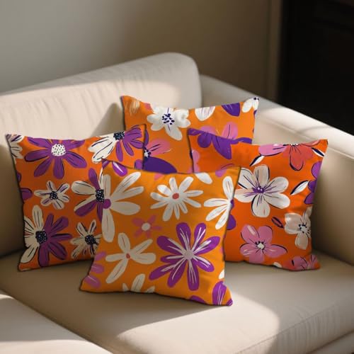 Estate Floreale Cuscini da Esterno Impermeabili 100x100 cm Federe Cuscini Pianta Decorativi Copricuscini Set da 4 Impermeabili Velluto Copricuscini per Giardino Esterno Balcone Decor Regalo b-1314