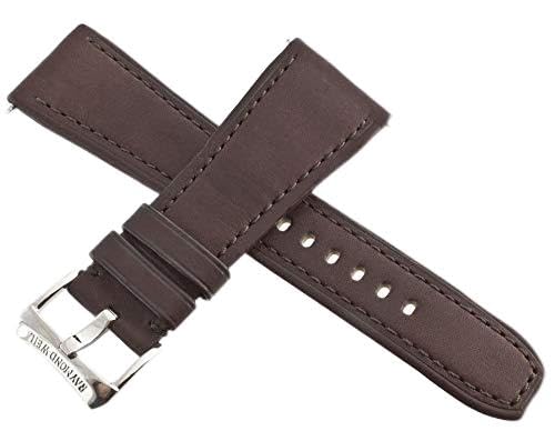BDDCYWY Raymond Weil 26mm Don Giovanni Dark Brown Leather Watch Band Strap with Silver Stainless Steel Buckle