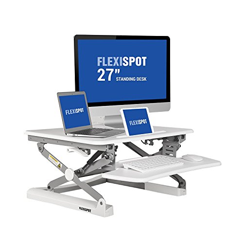 Preisvergleich Produktbild Flexispot Sitz Steh Schreibtisch Stehpult Höhenverstellbarer Schreibtisch Schreibtischaufsatz (Breite: 69 cm / Farbe: Weiß)