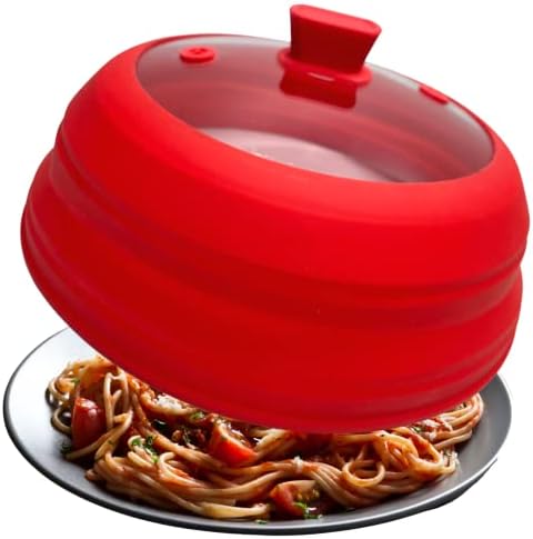 Vented Glass Microwave Plate Cover for Food, Collapsible Microwav...