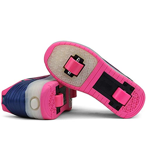 Tênis Infantil com Luz de Led Duas Rodinha Feminino Patins - Rosa Tamanho:36
