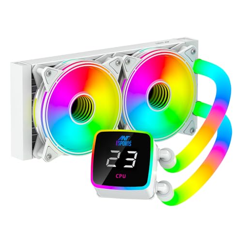 Image of Ant Esports ICE Glow 240 ARGB 240mm ARGB Liquid Cooler /AIO with Display and ARGB Tubes - White | Support Intel & AMD CPU Socket AM5, AM4, AM3, LGA1700, 1200, 2066, 1151 | Evaporation-Proof Tubing