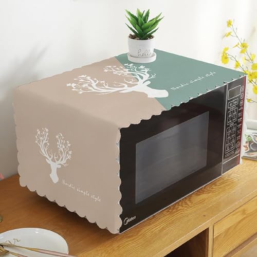 Image of DOCAT Dust-Proof Microwave Oven Cover for Kitchen Decor Durable Modern Design Kitchen Accessories - 100 * 35cm (Beige Deer)