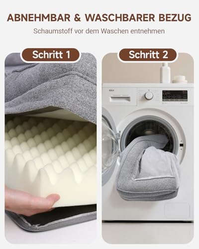 KSIIA Orthopädisches Hundebett Mittelgroße Hunde, Hundekorb Bezug abnehmbar waschbar, Hundesofa Wasserdicht mit Rand, rutschfeste Unterseite, Grau, 73x45x15cm