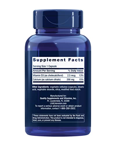 Image of Life Extension Calcium Citrate with Vitamin D, Super-absorbable Calcium to Support Optimal Bone Health, Gluten-Free, Non-GMO, 200 Capsules