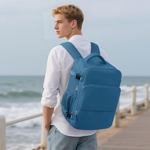 Sinaliy Travel Backpack, Carry on Flight Approved Backpack with Multi-Pockets, TSA Waterproof 17.3inch Laptop Backpack, Personal Item Travel Bag for Men Women, Deep Blue by Sinaliy - Image 2