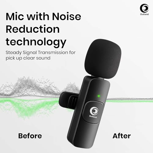 Image of OUTLAND Lavalier Wireless Mike with Furry, Mini Mic for YouTube Wireless Type-C Collar Microphone for Android /iPhone Plug & Play Dual Mic for Vlogging, Singing, Video Recording, Online Teaching