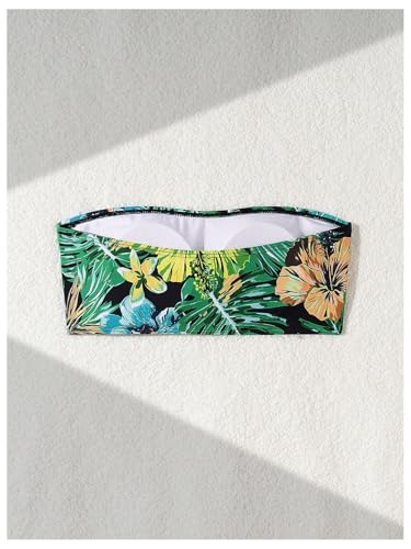 MakeMeChic Women's Strapless Bikini Top Floral Print Bandeau Swimsuit Bikini Tops2