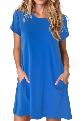 Image of Alaster Women's Casual Summer T Shirt Dress Loose Short Sleeve Tunic Dress with Pocket for Women