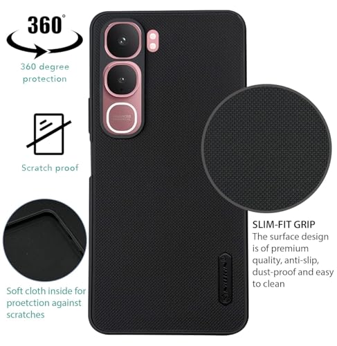 Image of Silicone Back Cover Case Compatible For Vivo Y29 5G / Vivo Y19S (Textured Grip Design | Camera Protetion | Slim And Light Weight | Soft Touch And Feel | Black)