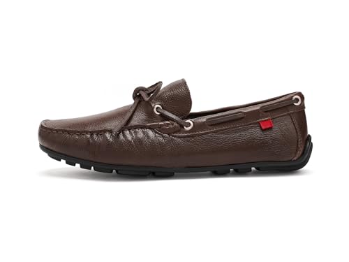 Image of Men's Genuine Leather Casual Slip on Tie-Bow Loafers