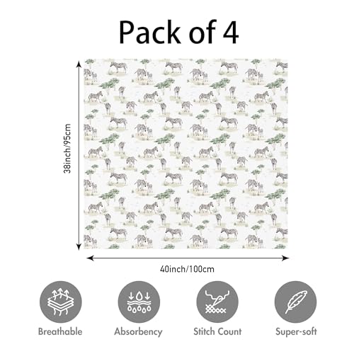 Image of Muslin Swaddle Blankets for Newborn, 3 Pack Breathable Soft Receiving Blanket, Large 38 x 40 inches Swaddle Wrap Burping Clothes, Essentials Infant Shower Items, Toddler Gift (Lovely Zebra)