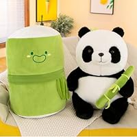 FEQOQO Cute Panda with Bamboo Plush Doll Soft Panda Bear Plush Hugging Pillow for Kids Birthday Gifts