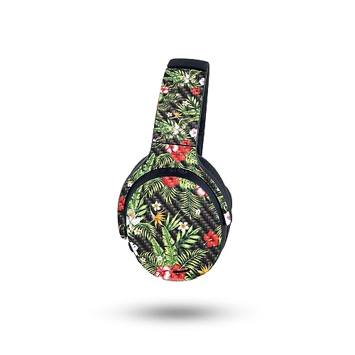 Image of MightySkins Carbon Fiber Skin Compatible with Skullcandy Crusher ANC 2 - Dark Hibiscus | Protective, Durable Textured Carbon Fiber Finish | Easy to Apply
