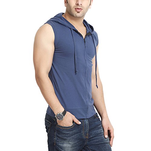 Image of GRITSTONES Men's Hooded Cotton Zipper Jacket T-Shirt