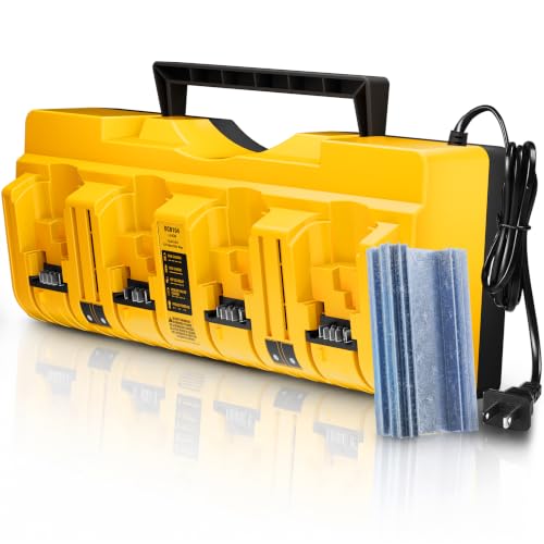 DCB104 Multi Battery Charger Station | 4-Port Fast Charger Compatible with DeWalt 12V/20V MAX 60V MAX Flex Lithium Ion Bateras (DCB120 DCB203 DCB205 DCB206 DCB609) & Cargador Carga Rapida