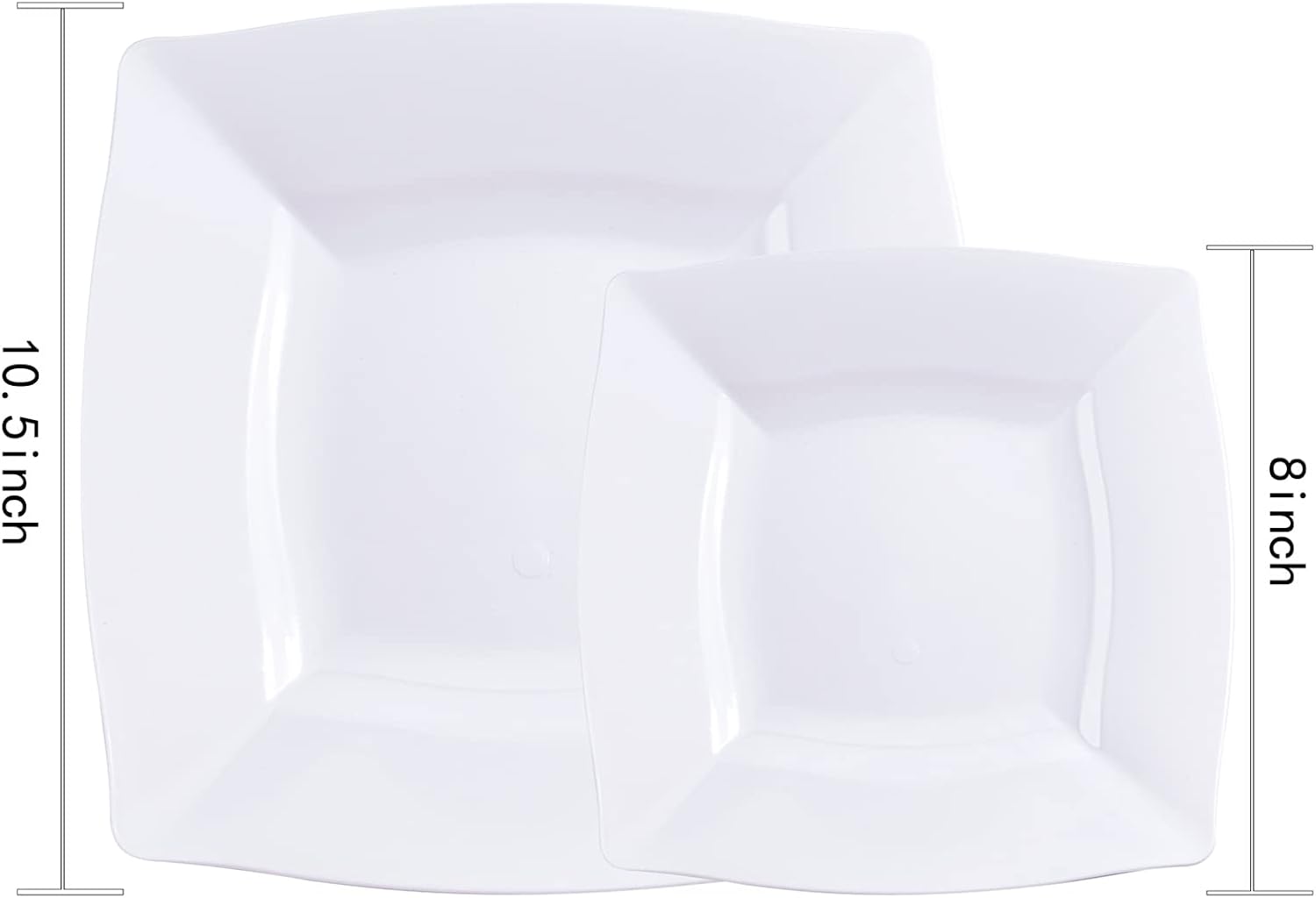 Morejoy 60 Pcs White Square Plastic Plates - White Disposable Dinner Plates 10.5" - Premium Appetizer Plate - Dessert/Salad Plate 9“ for Wedding & Birthday & Party - Image 6