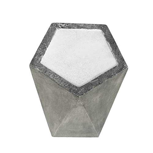 Adeco Modern 18" H Concrete Side Table Indoor Outdoor Accent End Table, Pentagon Garden Stool Plant Stand For Patio Living Room Bedroom #TOP6