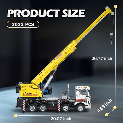 Reobrix Crane Building Block Set 22007, Remote Control Crane Toy with Multiple Function Switching, Mechanical Construction Truck Model Building Kit, Gift for Adult 14+, 2023 Pieces - Image 5