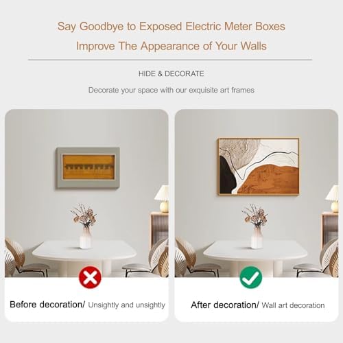Stylish Gold Vertical Electric Meter Cover Art - Flip-Up Breaker Box Wall Decor for Living or Dining Room, 50x40CM (19.7x15.7in) - Modern Home Decoration
