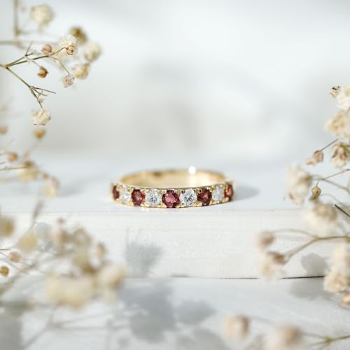 Real Pink Tourmaline Half Eternity Band, AAA Quality, Certified Tourmaline Diamond Wedding Ring For Women - Ready To Gift3