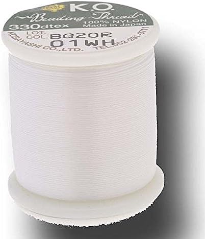 White Ko Pre Waxed Nylon Beading Thread Size B 50M