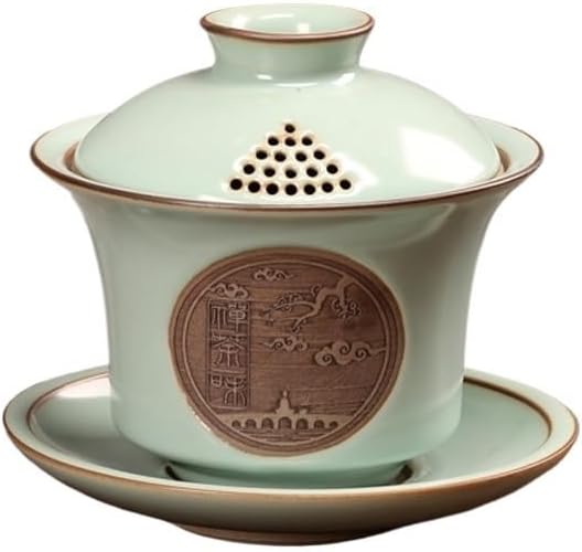 White Porcelain Gaiwan Filtered Tea Bowl Anti Scalding Design Single Ceramic Cup Kung Fu Set