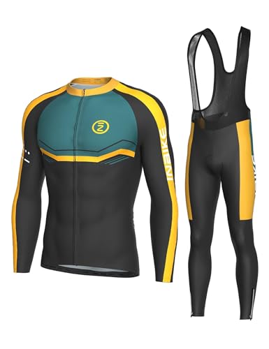 INBIKE Conjunto de roupas de ciclismo masculinas, camisa de ciclismo de manga comprida com 3 bolsos