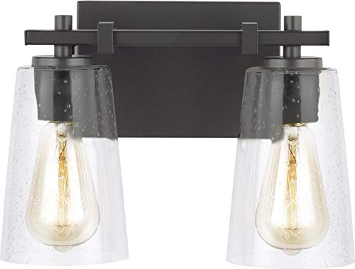 Feiss VS24302ORB Mercer Glass Wall Vanity Bath Lighting, Bronze, 2-Light (13"W x 9"H) 120watts